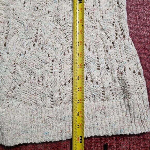 Anthropologie Pilcro Pointelle Duster Cardigan S Cream Open Front Boho Hippie - Picture 8 of 10